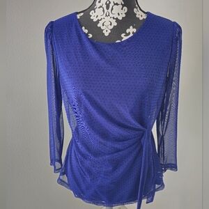 Lily White blue Dot blouse size M